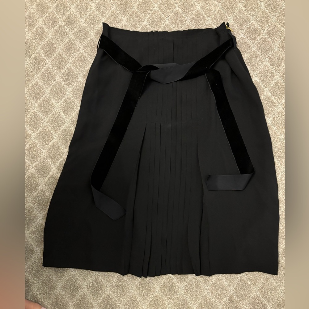 Tory Burch, black skirt with suede belt